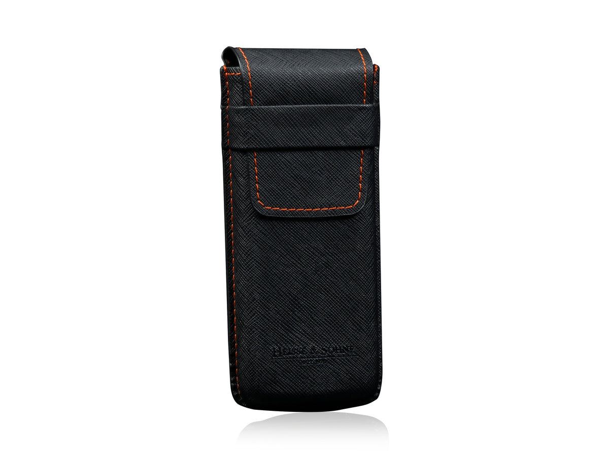 Watch Case Mondo Saffiano - Black/Orange