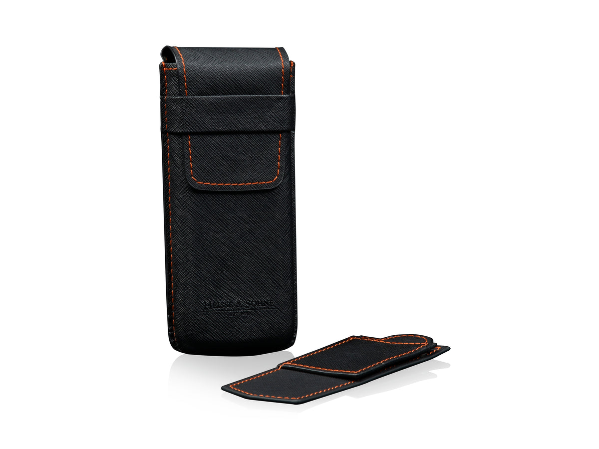 Watch Case Mondo Saffiano - Black/Orange